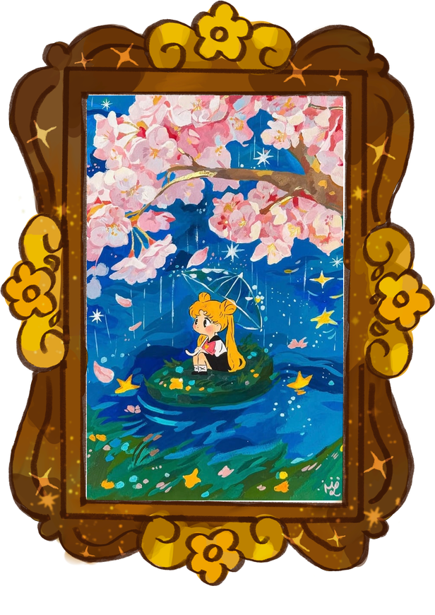Sailor’s Midnight Blossoms, framed