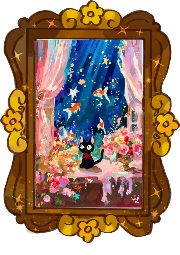 Evenings at the aquarium, framed
