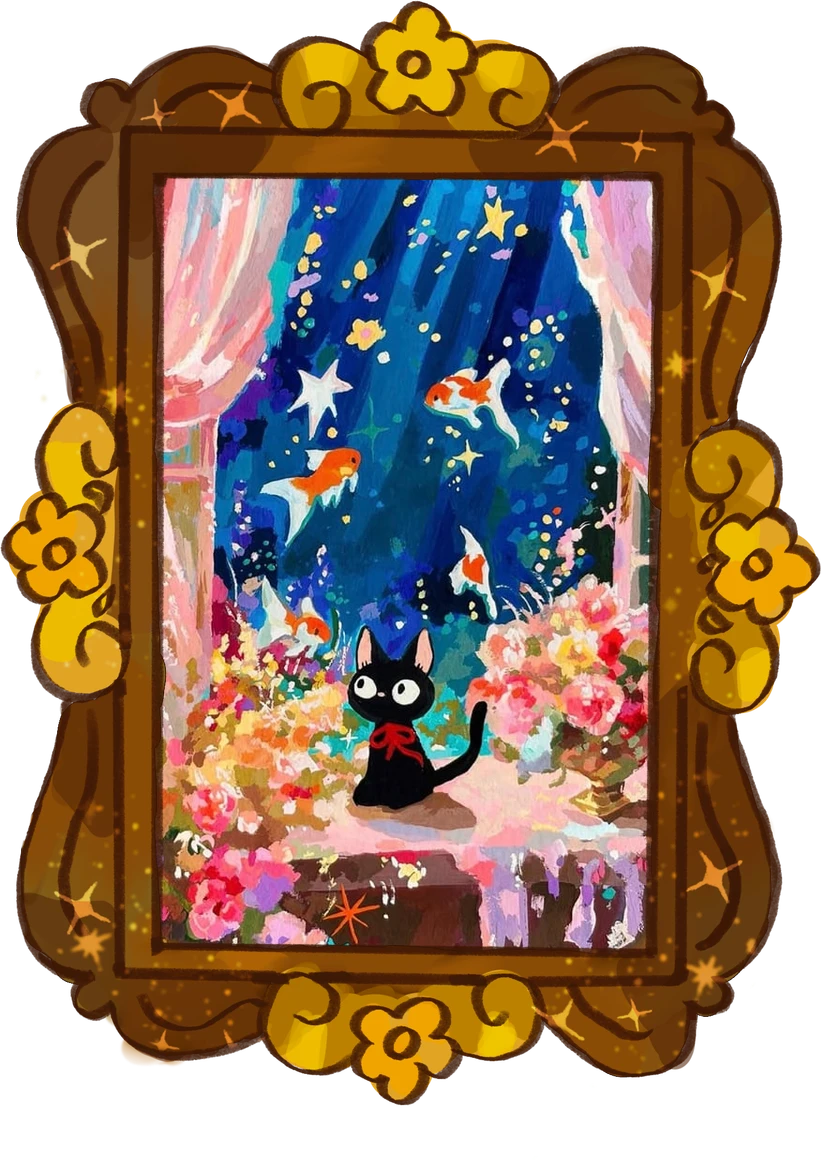 Evenings at the Aquarium, framed