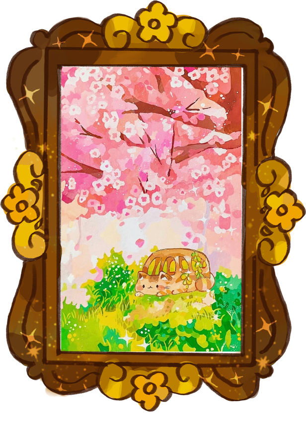 catbus by the cherry blossoms, framed