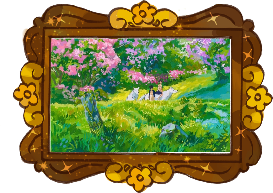 Princess Mononoke x Monet's Garden, framed