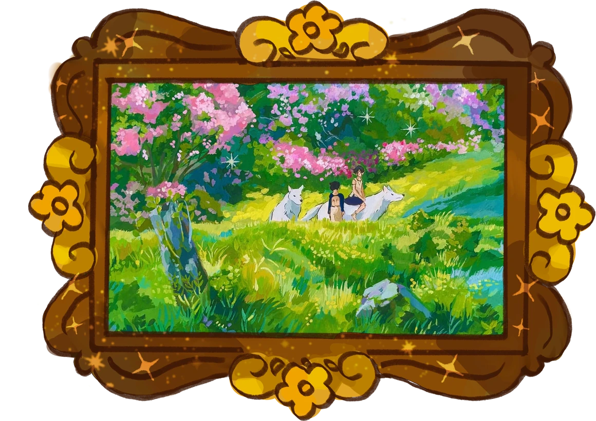 Princess Mononoke x Monet's Garden, framed