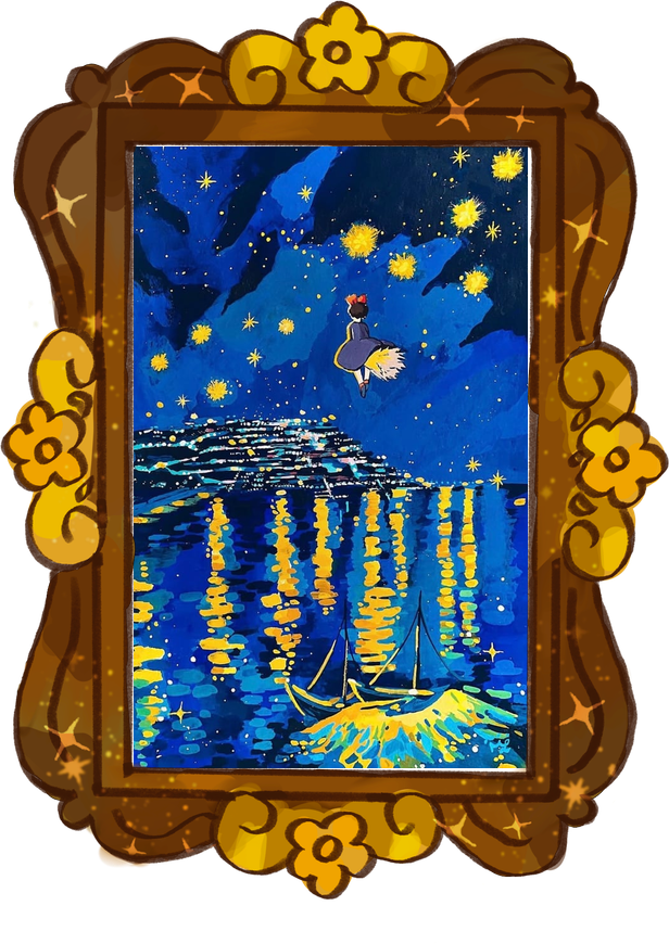 Kiki’s Starry Dreams Over the Rhône, framed