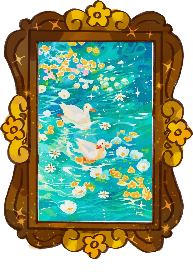 Ducks on a Swim, framed