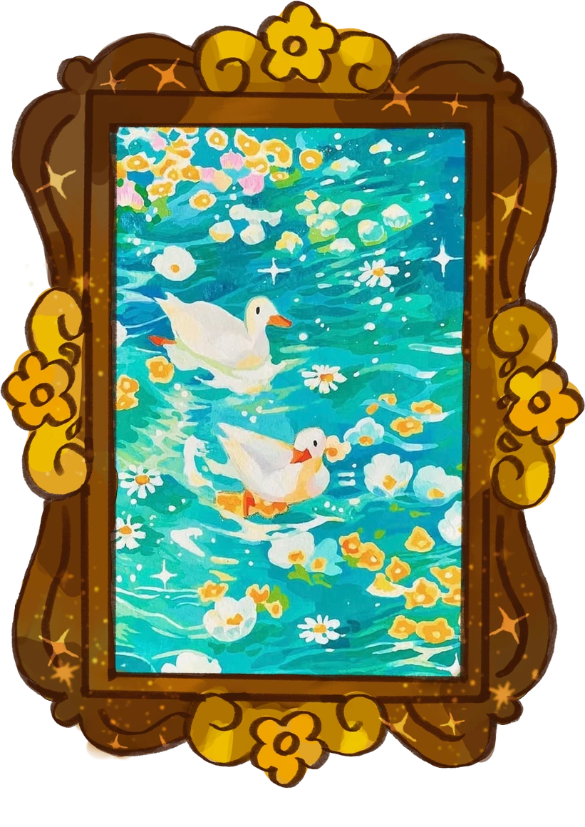 Ducks on a Swim, framed