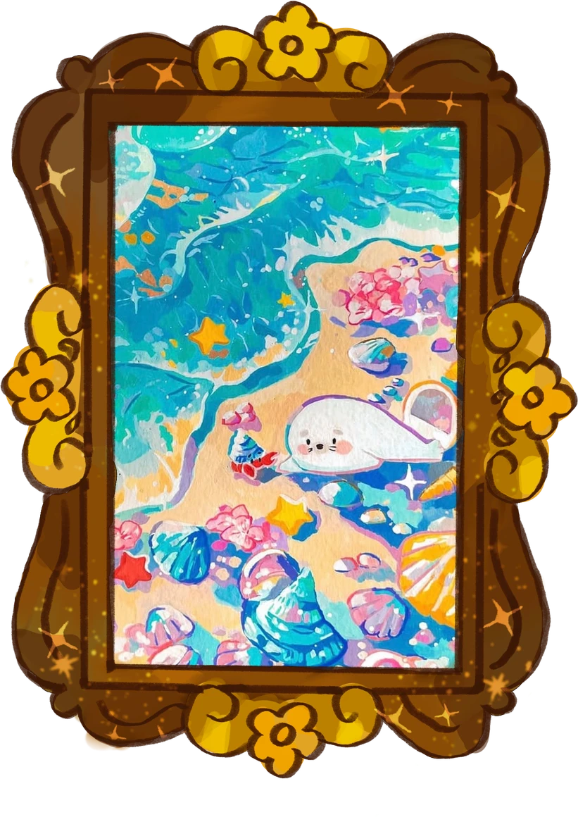 Seal Friends, framed
